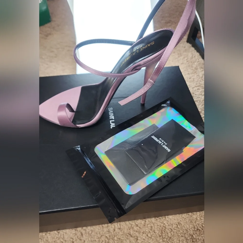 Saint Laurent Women's Pink Strappy Heels - Picture 6 of 7